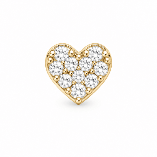 14K Yellow Gold Heart Cartilage Piercing