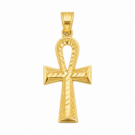 Diamond-Cut Ankh Pendant