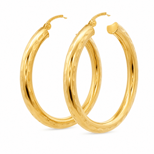 Chunky Diamond-Cut Hoop Earrings