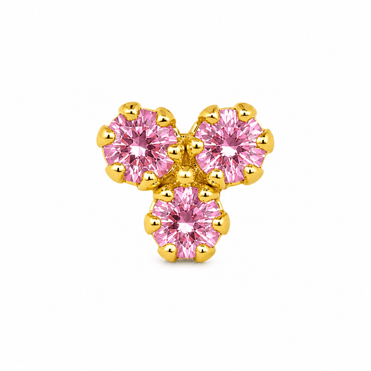 3-Round Pink CZ Cartilage Piercing