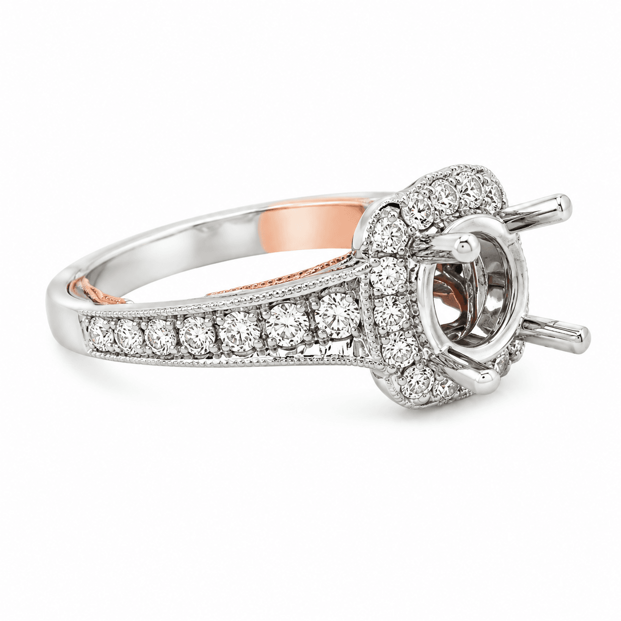 Cushion Halo Semi-Mount Engagement Ring