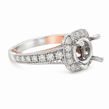 Cushion Halo Semi-Mount Engagement Ring