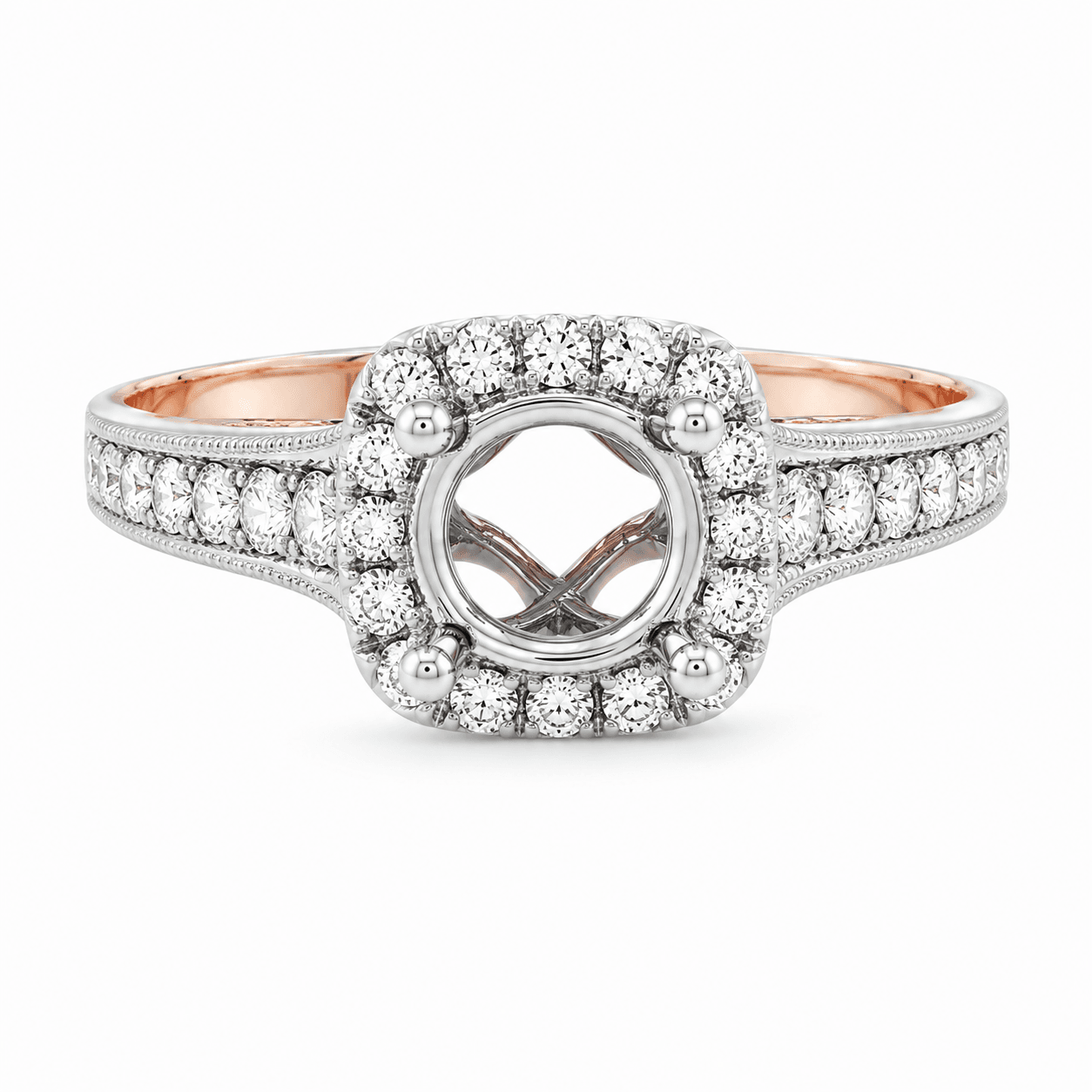 Cushion Halo Semi-Mount Engagement Ring