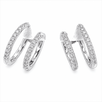 Diamond Two-Row Stud Cuff Earrings
