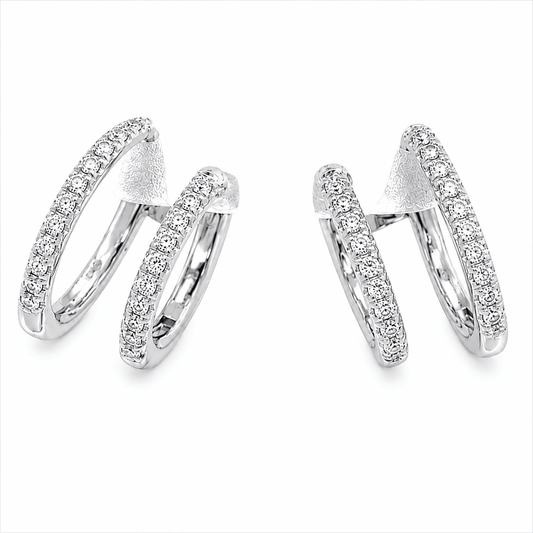 Diamond Two-Row Stud Cuff Earrings