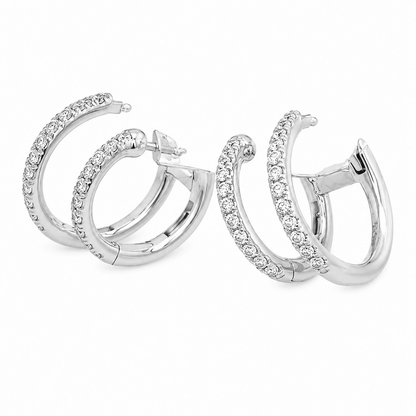 Diamond Two-Row Stud Cuff Earrings