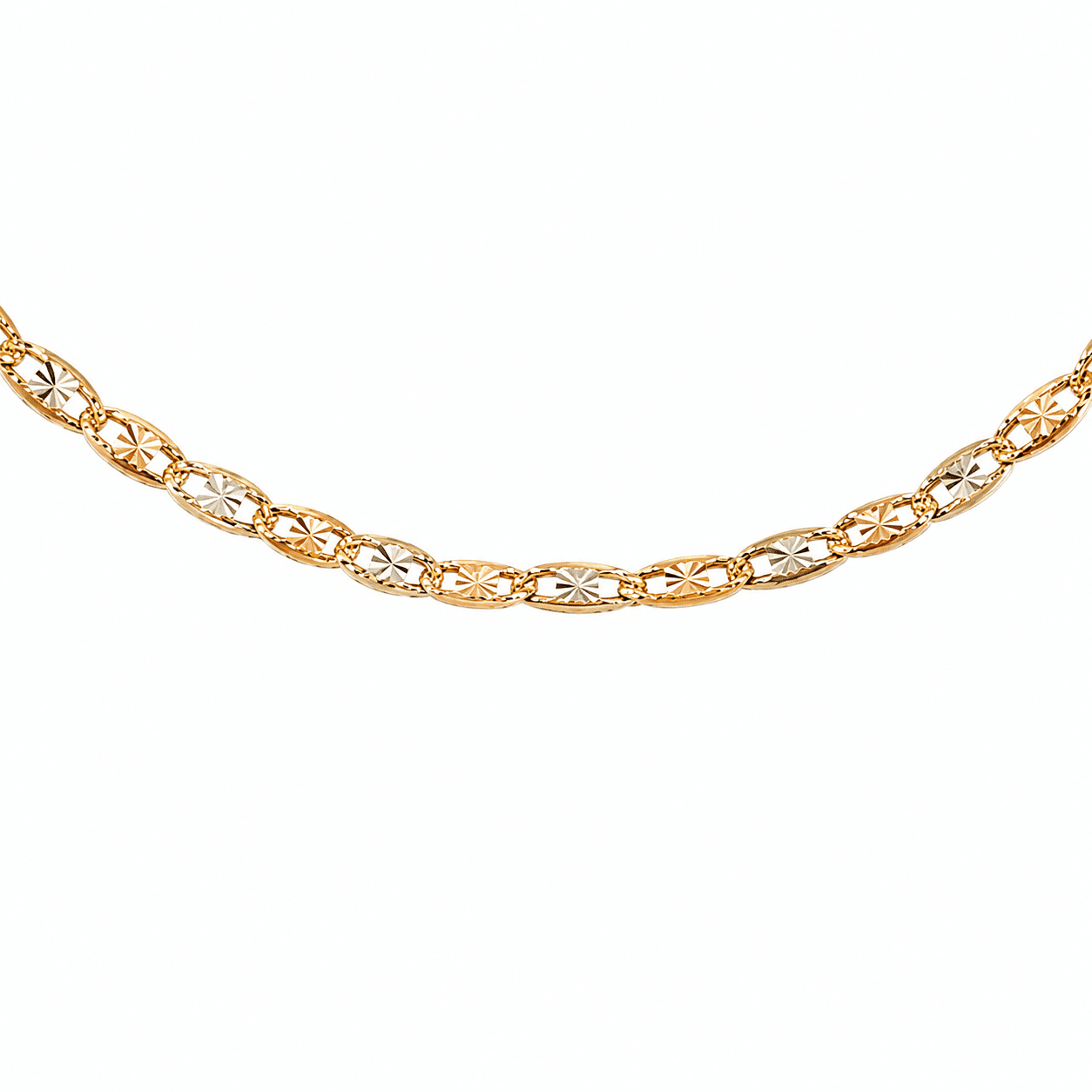 14K Tri-Color Gold Mariner Link Chain