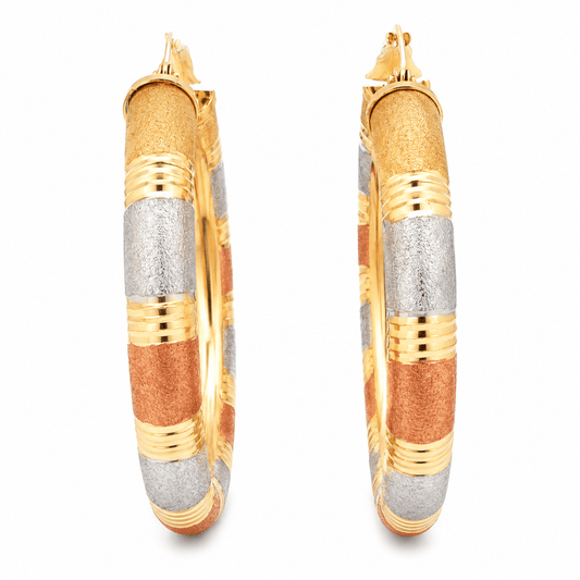 Textured Tri-Color Hoop Earrings