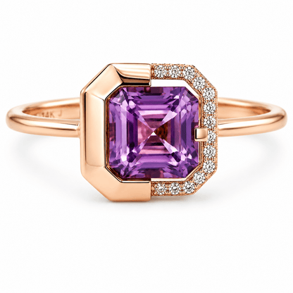 Geometric Amethyst Ring