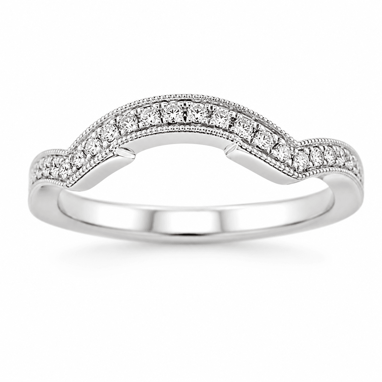 Curved Diamond Filigree Wedding Band