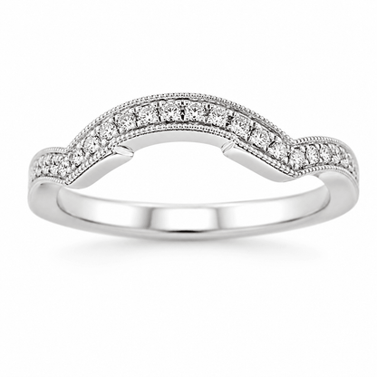 Curved Diamond Filigree Wedding Band