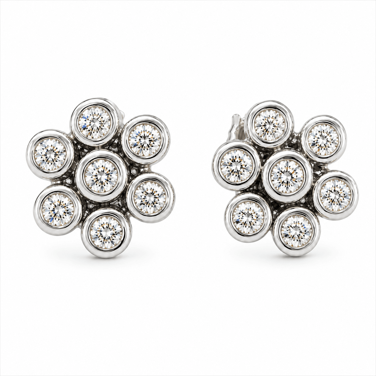 Flower Diamond Stud Earrings