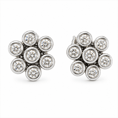 Flower Diamond Stud Earrings