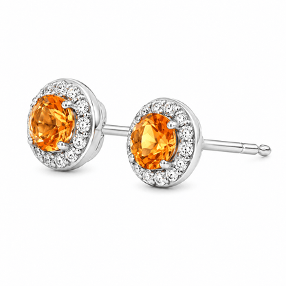 Citrine Halo Stud Earrings