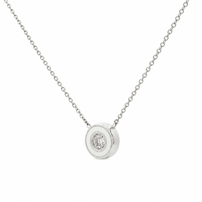 Diamond White Enamel Pendant Necklace