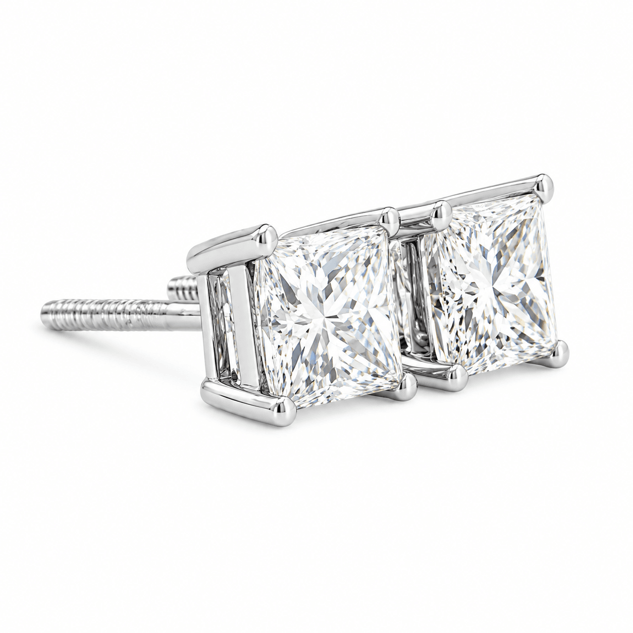Princess-Cut Diamond Stud Earrings