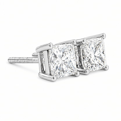 Princess-Cut Diamond Stud Earrings