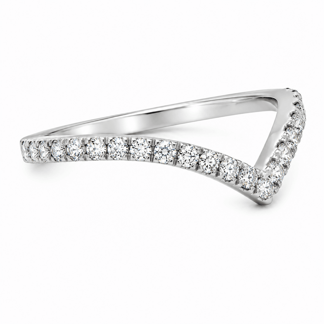 Diamond Accented V Ring