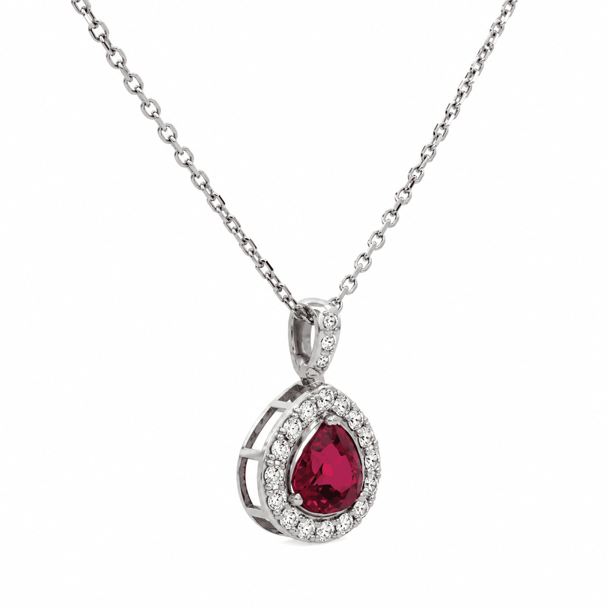 Fancy-Shape Gemstone and Diamond Halo Necklace