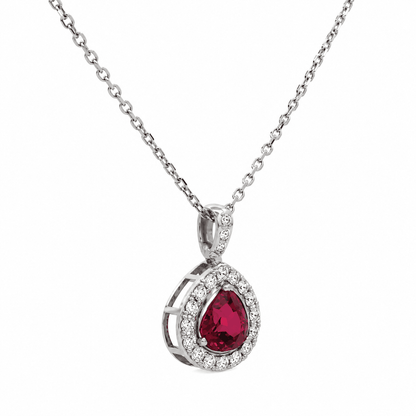 Fancy-Shape Gemstone and Diamond Halo Necklace