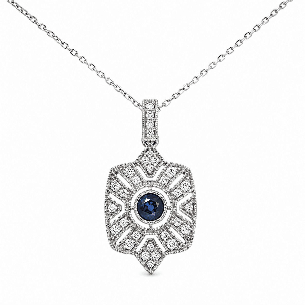 Art Deco Sapphire Accent Necklace