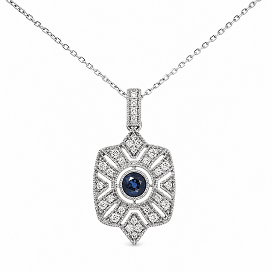 Art Deco Sapphire Accent Necklace