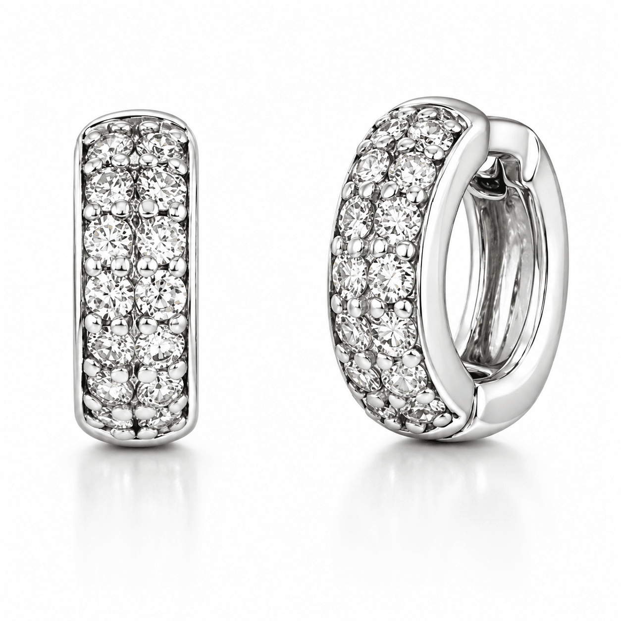 Two-Row Diamond Huggie Earrings