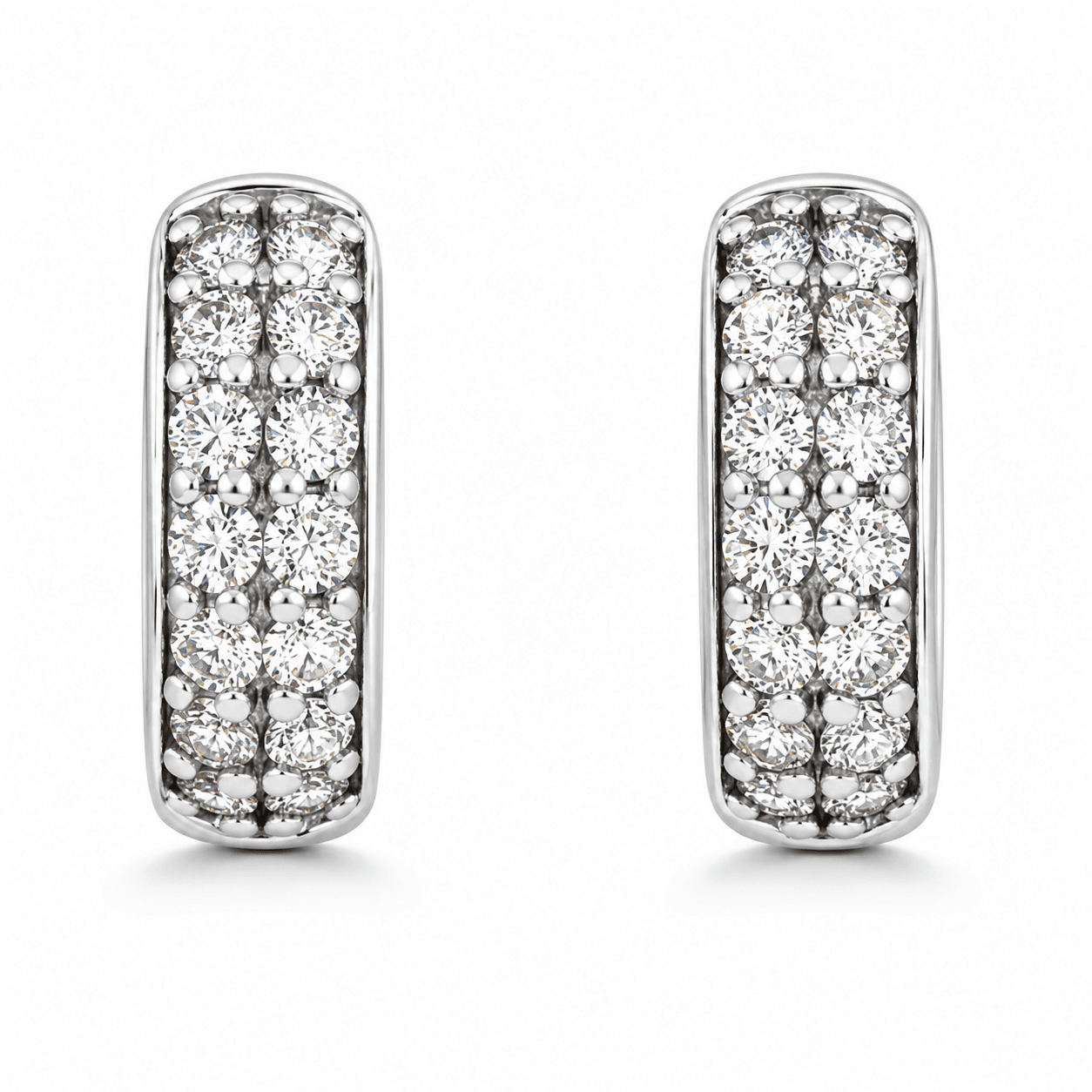 Two-Row Diamond Huggie Earrings