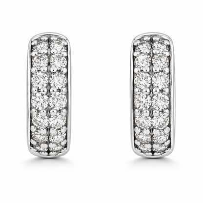 Two-Row Diamond Huggie Earrings