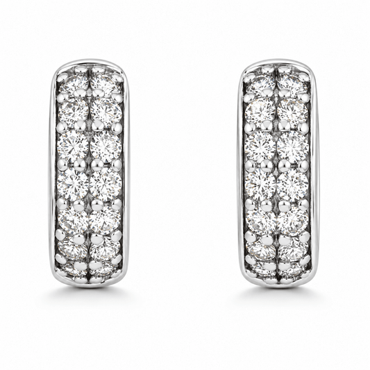 Two-Row Diamond Huggie Earrings