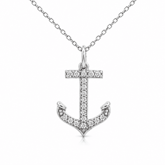 Diamond Anchor Pendant Necklace