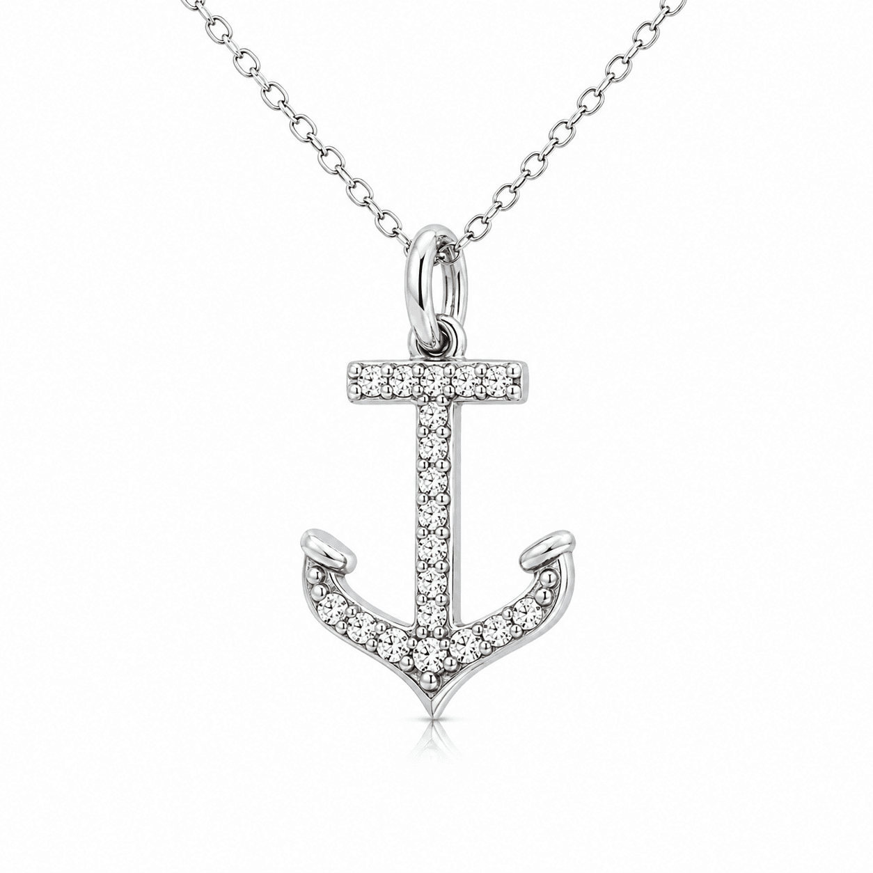 Diamond Anchor Pendant Necklace
