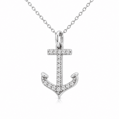 Diamond Anchor Pendant Necklace