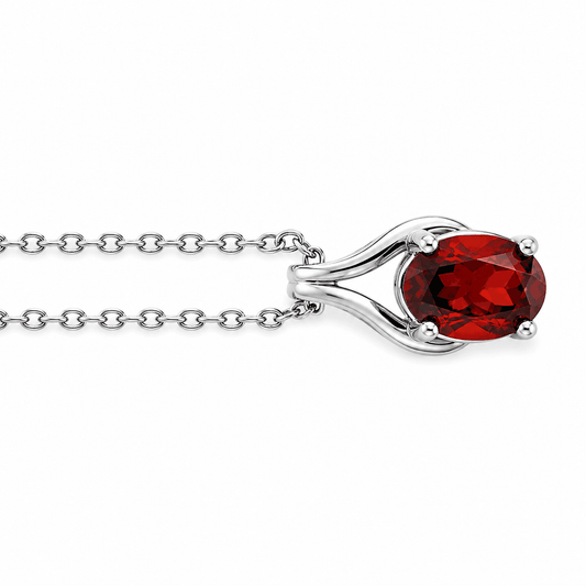 Oval Garnet Necklace