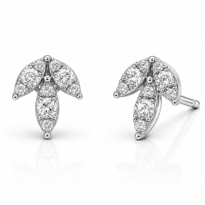 Lotus Flower Diamond Stud Earrings