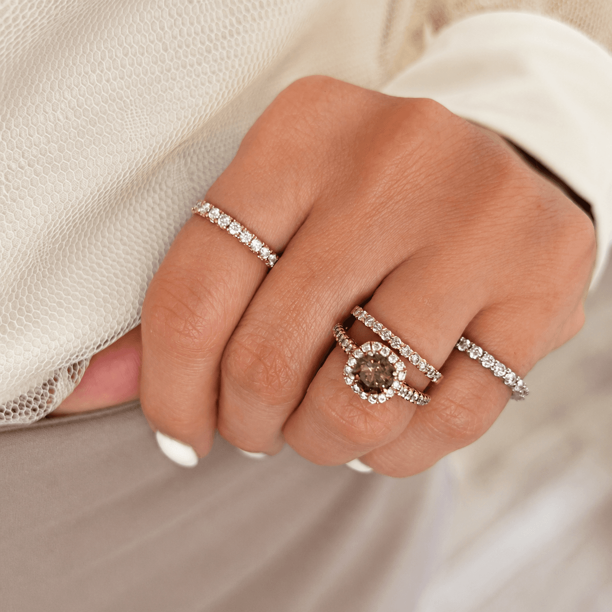 Chocolate Diamond Cushion Halo Engagement Ring