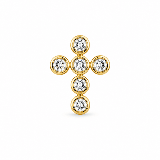 Cross Cartilage Piercing with Bezel-Set CZ