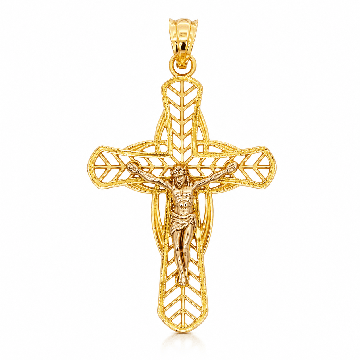 Cross Pendant with Leaf Design