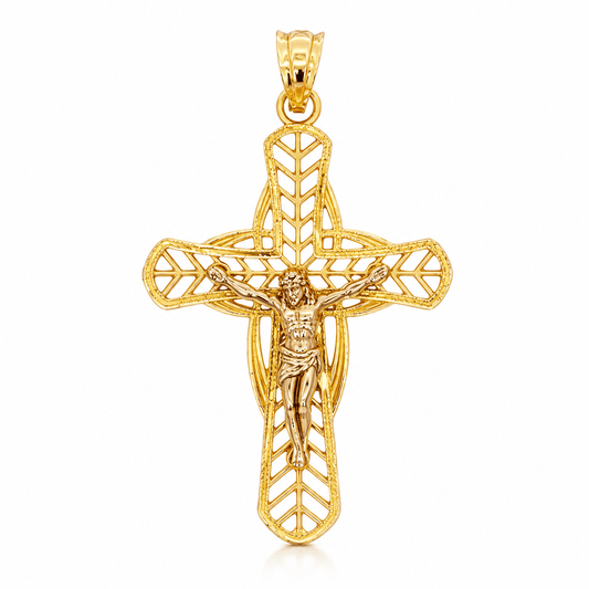 Cross Pendant with Leaf Design