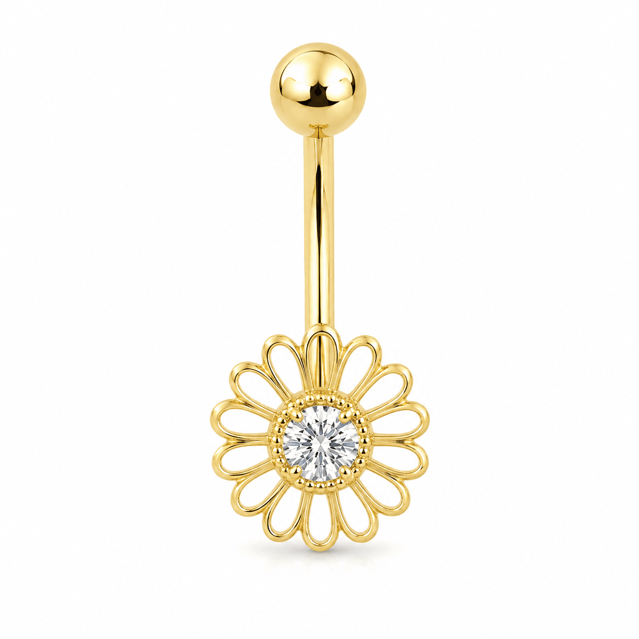 14K Daisy CZ Belly Piercing