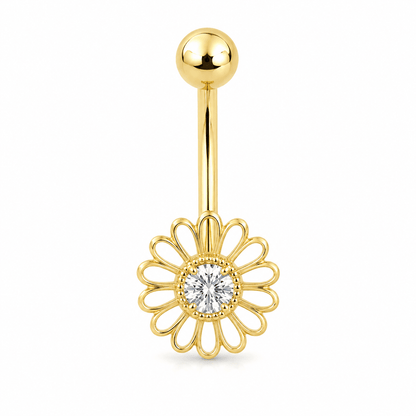 14K Daisy CZ Belly Piercing