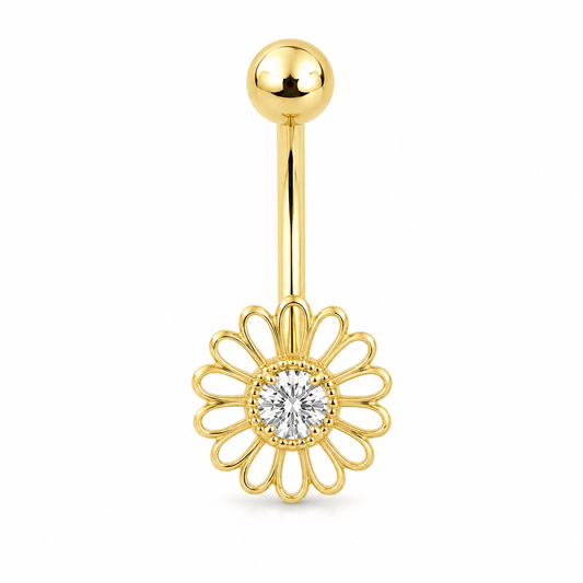 14K Daisy CZ Belly Piercing