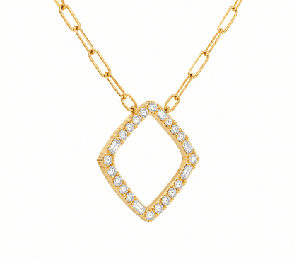 Diamond Square-Shaped Pendant Necklace