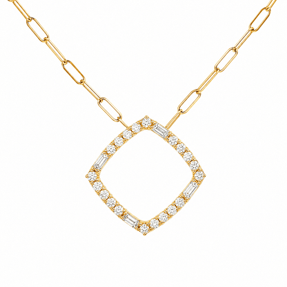 Diamond Square-Shaped Pendant Necklace