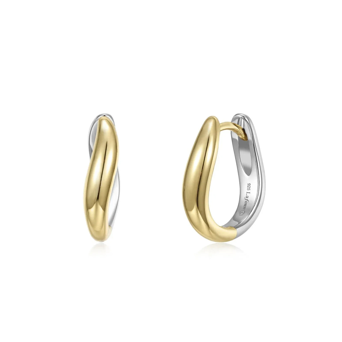 Two-Tone Reversible Wave Hoop Earrings
