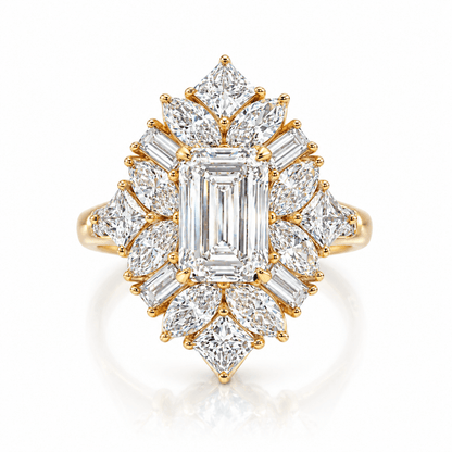 6.23 CTW Emerald-Cut Multi-Shape Lab-Grown Diamond Cocktail Ring