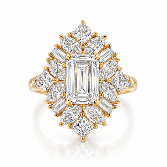 6.23 CTW Emerald-Cut Multi-Shape Lab-Grown Diamond Cocktail Ring