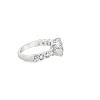 14K WG RD DIA BEZEL WITH BEZEL DIA BAND ENG RING