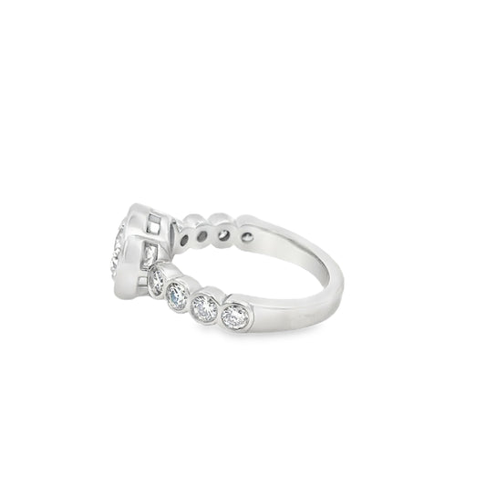 14K WG RD DIA BEZEL WITH BEZEL DIA BAND ENG RING