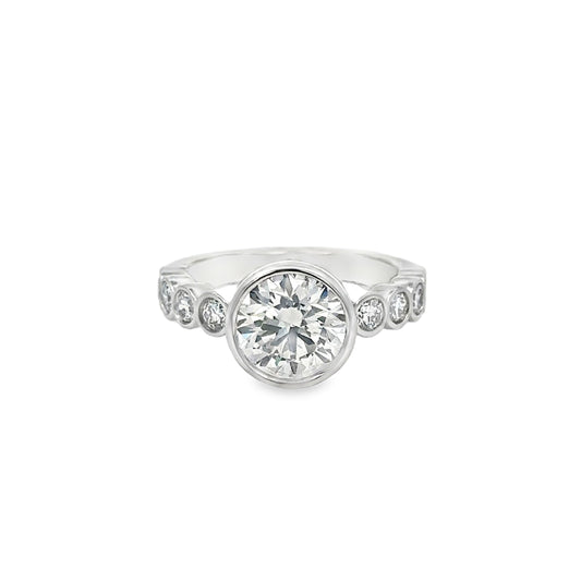 14K WG RD DIA BEZEL WITH BEZEL DIA BAND ENG RING